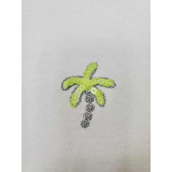 Talbots Woman 100% Cotton White Sequined Palm Trees Short Sleeve T-Shirt Size 2X - Picture 4 of 7